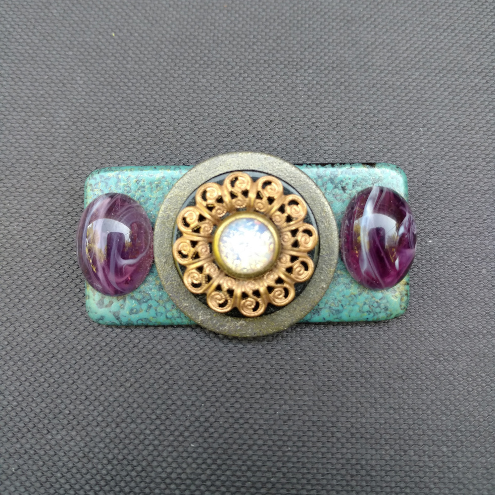 Handmade mixed media resin pin